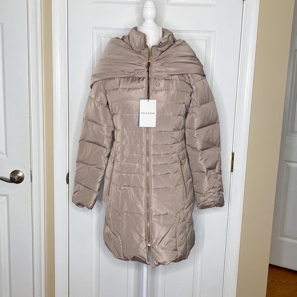 COLE Haan Down Puffer Jacket Coat XS Zip Front Hooded - Picture 5 of 11